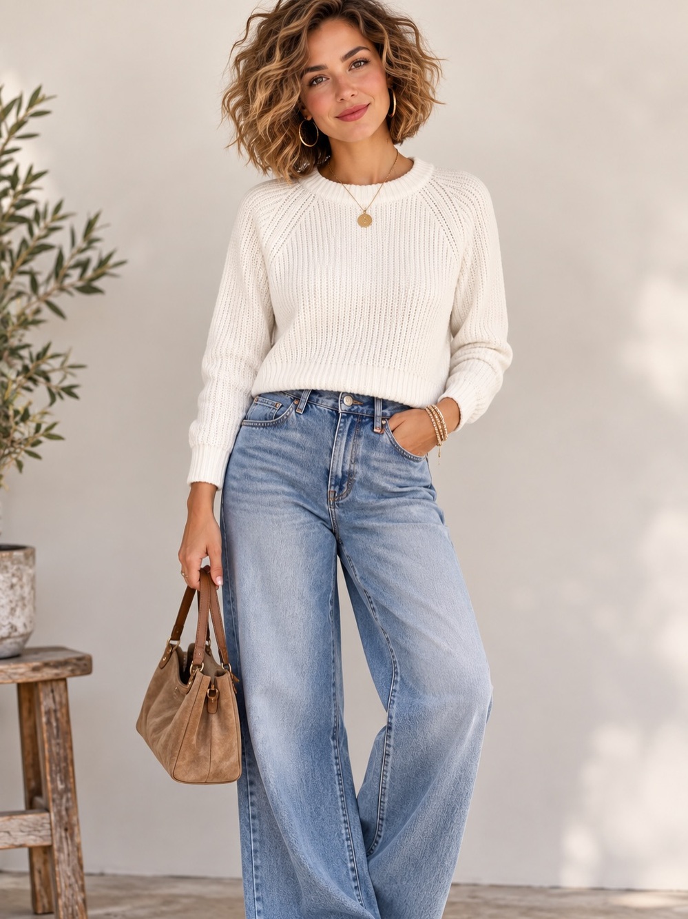 Quince Organic Cotton Fisherman Rib Sweater Size L IVORY